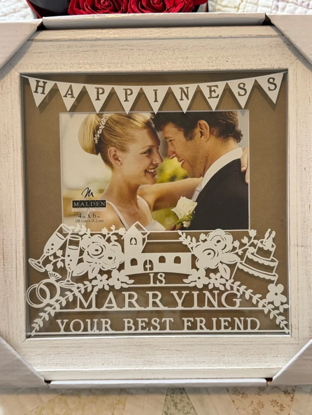 Malden Wedding Picture Frame 4x6 “Happiness is Marrying Your Best Friend”
